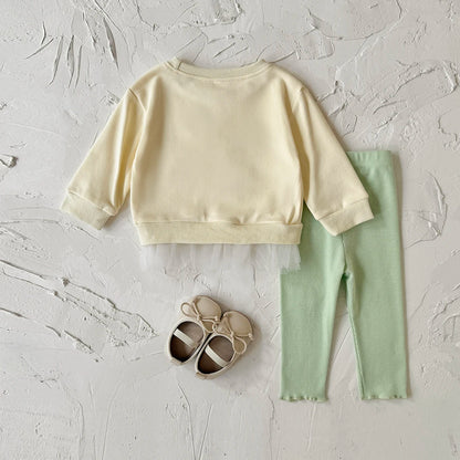 Baby Girl 2-Piece Spring Outfit | Daisy Embroidered Tulle Hem Top & Ribbed Leggings (6M-3T)