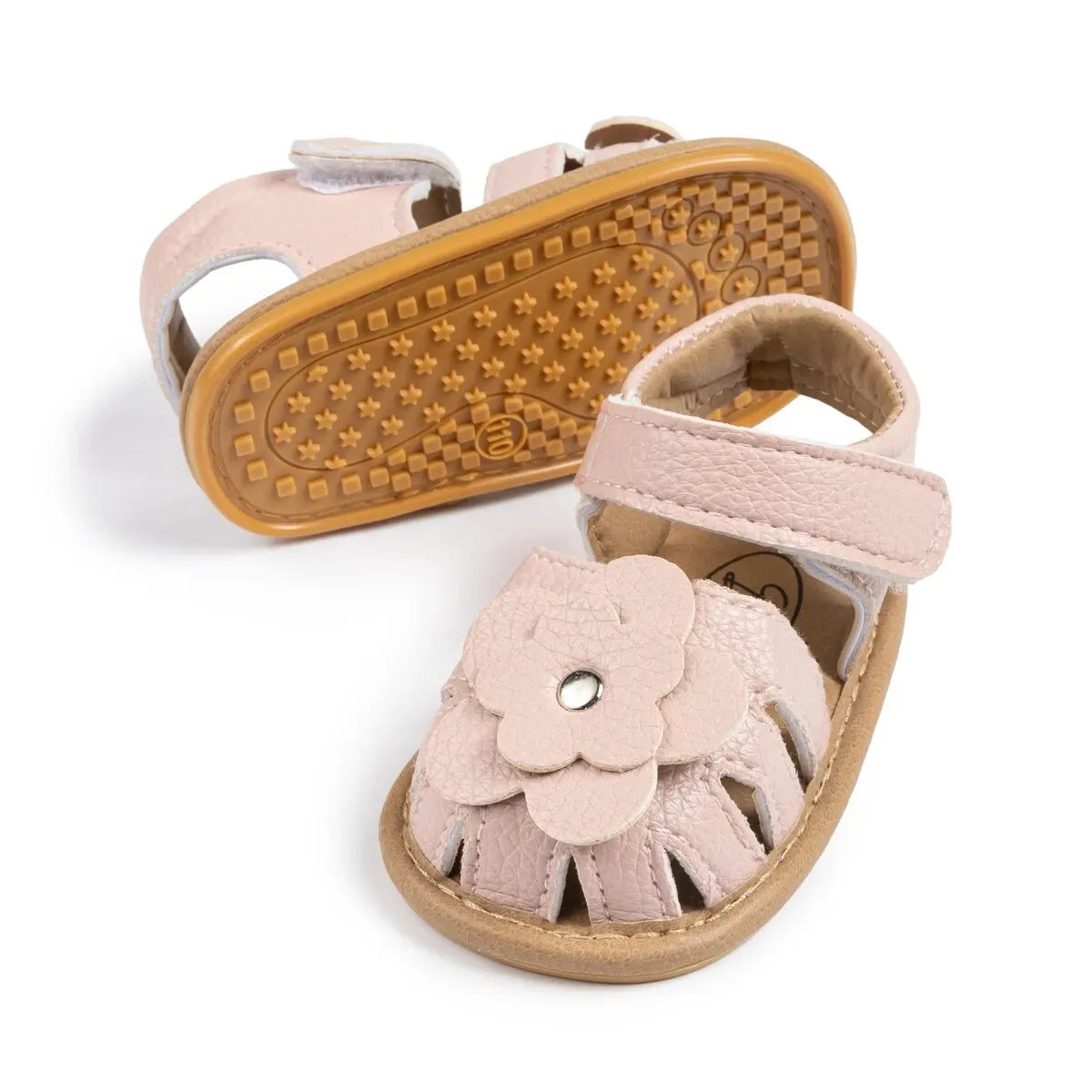 Infant Baby Girl Flower Sandals - Soft Sole Non-Slip First Walkers (0-18M)