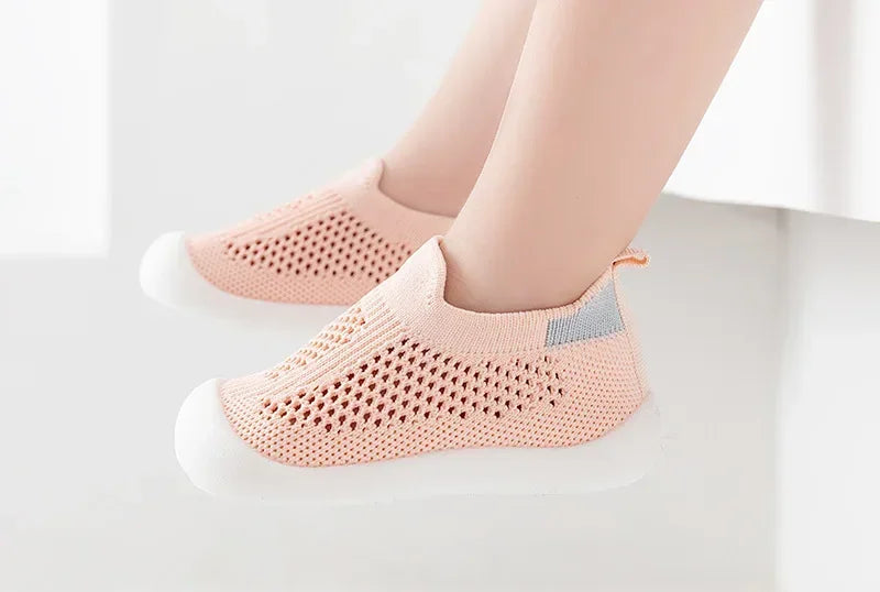Infant & Toddler Mesh Knit Sneakers: Lightweight Non-Skid Prewalker Shoes for( 0-4T)