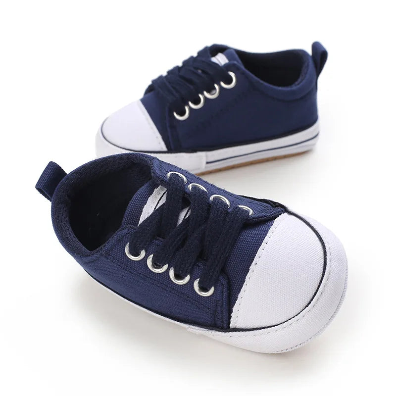Classic Infant Athletic Sneaker | Soft Sole Canvas Crib Shoes (0-18M)