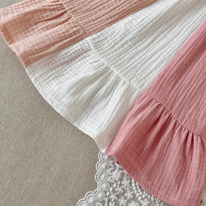 Baby & Toddler Girl 100% Cotton Muslin Tiered Sundress – Sleeveless Pastel Colorblock Boho Summer A-Line Dress (6M-3T)