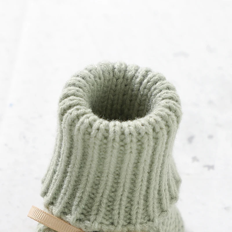 Ribbon-Tie Knit Baby Booties (0-18M)