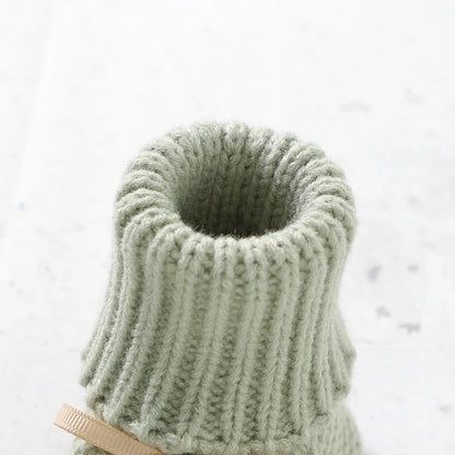 Ribbon-Tie Knit Baby Booties (0-18M)