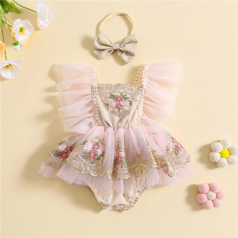 Baby Girl Cottagecore Floral Romper | Fairy Birthday & Wedding – Kidsely