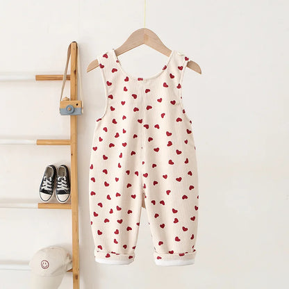 Toddler Corduroy Overalls – Heart Embroidery & Print Bib Pants (9M-4T)