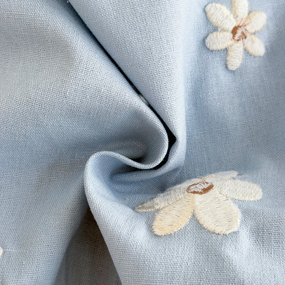 Baby Girl Daisy Embroidered Overall Dress | Toddler Blue Cotton Summer Jumper (6M-3T)