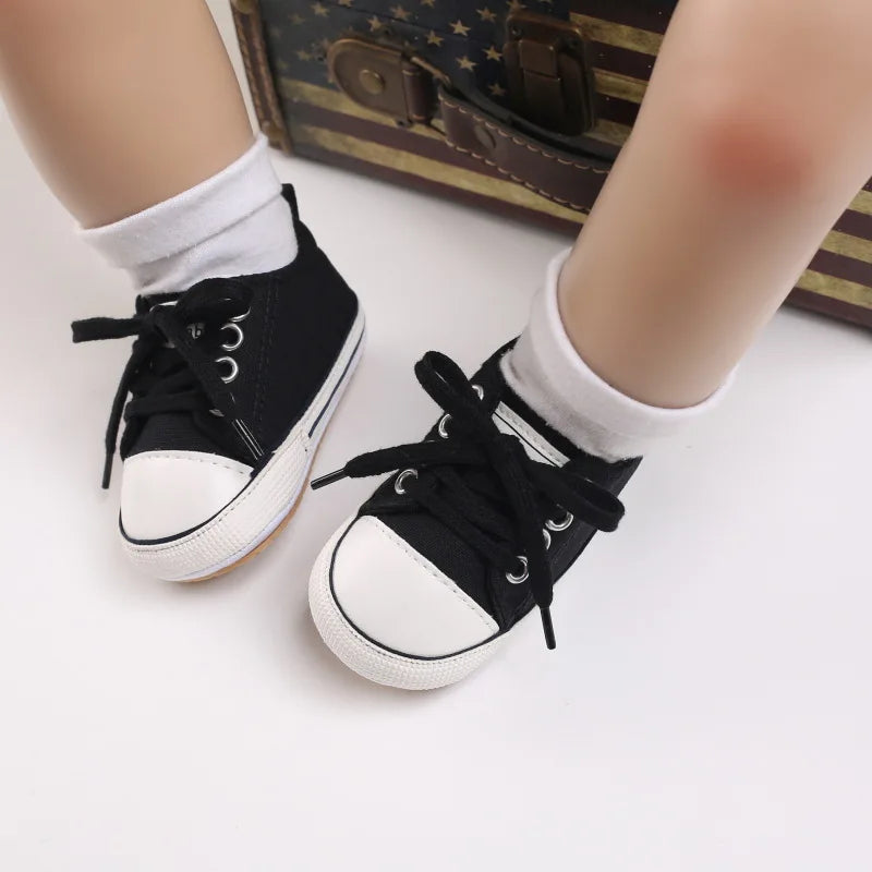 Classic Infant Athletic Sneaker | Soft Sole Canvas Crib Shoes (0-18M)