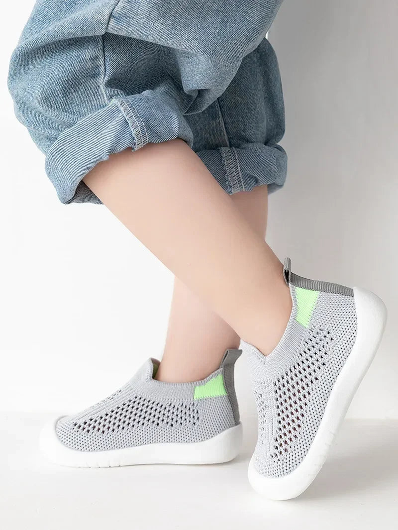 Infant & Toddler Mesh Knit Sneakers: Lightweight Non-Skid Prewalker Shoes for( 0-4T)