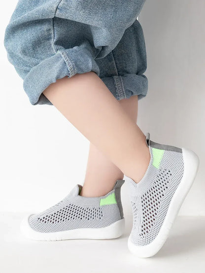 Infant & Toddler Mesh Knit Sneakers: Lightweight Non-Skid Prewalker Shoes for( 0-4T)