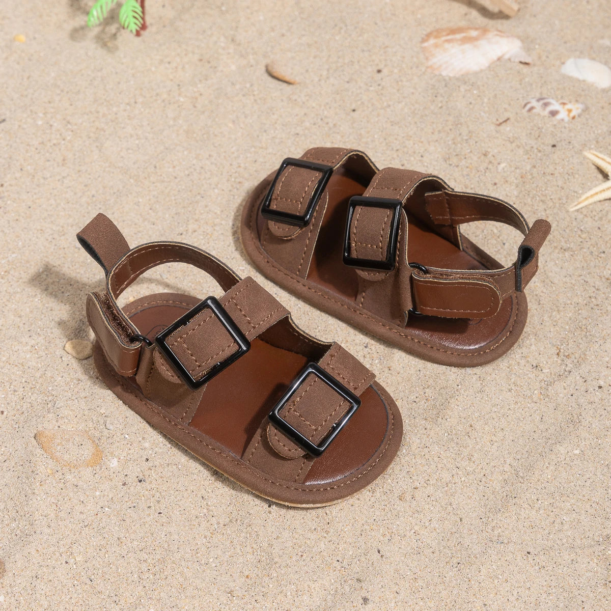 Infant Boys Casual Buckle Beach Sandals - Anti-Slip Soft-Sole First Walkers (0-18M)