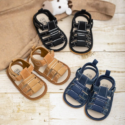 Baby Boy First Walker Sandals - Non-Slip Rubber Sole Summer Shoes for Infants & Toddlers (0-18M)