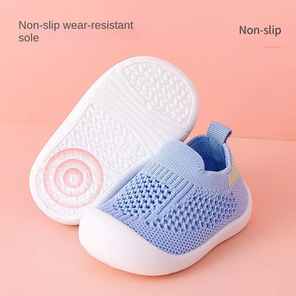 Infant & Toddler Mesh Knit Sneakers: Lightweight Non-Skid Prewalker Shoes for( 0-4T)