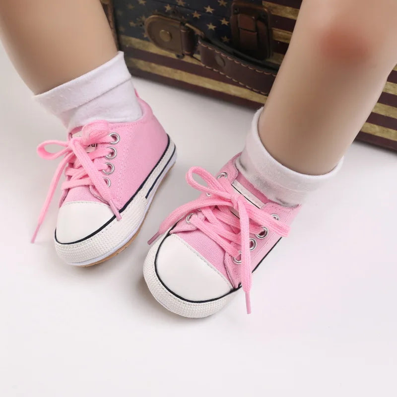 Classic Infant Athletic Sneaker | Soft Sole Canvas Crib Shoes (0-18M)