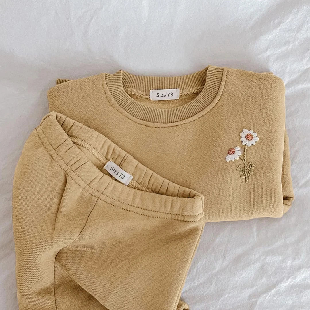 Girl's Baby & Toddler Cotton Knit Tracksuit - Floral Embroidered Sweatshirt & Jogger Set (9M-4T)