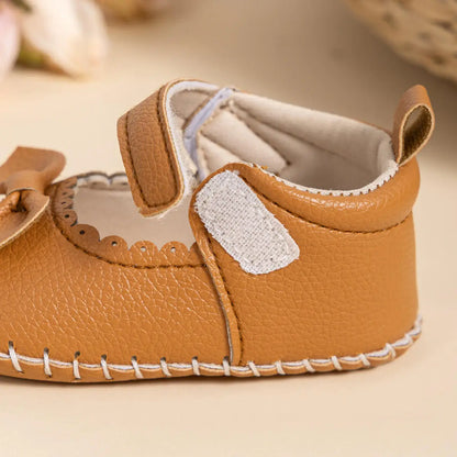Baby Girl Mary Jane Bowknot Shoes - Non-Slip Soft Sole First Walkers (0-18M)