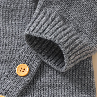 Knitted Baby Romper & Hat Set - Soft Side-Button Jumpsuit (0-18M)