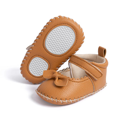 Baby Girl Mary Jane Bowknot Shoes - Non-Slip Soft Sole First Walkers (0-18M)
