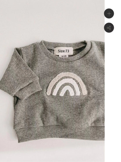 Unisex Baby Knit Outfit Set – Long Sleeve Embroidered Sweatshirt & Pants – Rainbow, Sun, & Letter Designs (6M-3T)