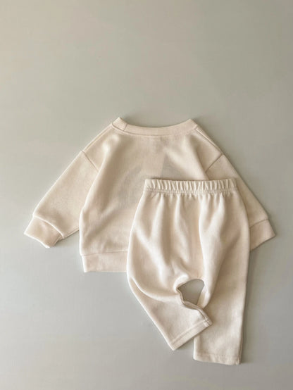 Unisex Baby 2-Piece Set - Textured Rainbow Sweatshirt & Pants - Combed Cotton Knit Outfit (6M-3T)