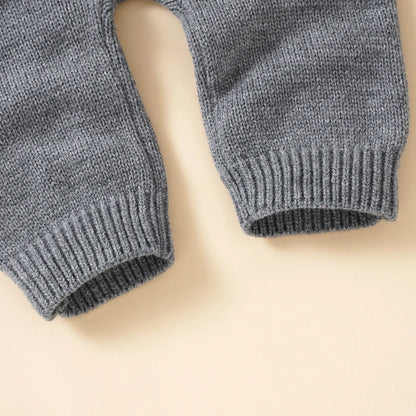 Knitted Baby Romper & Hat Set - Soft Side-Button Jumpsuit (0-18M)