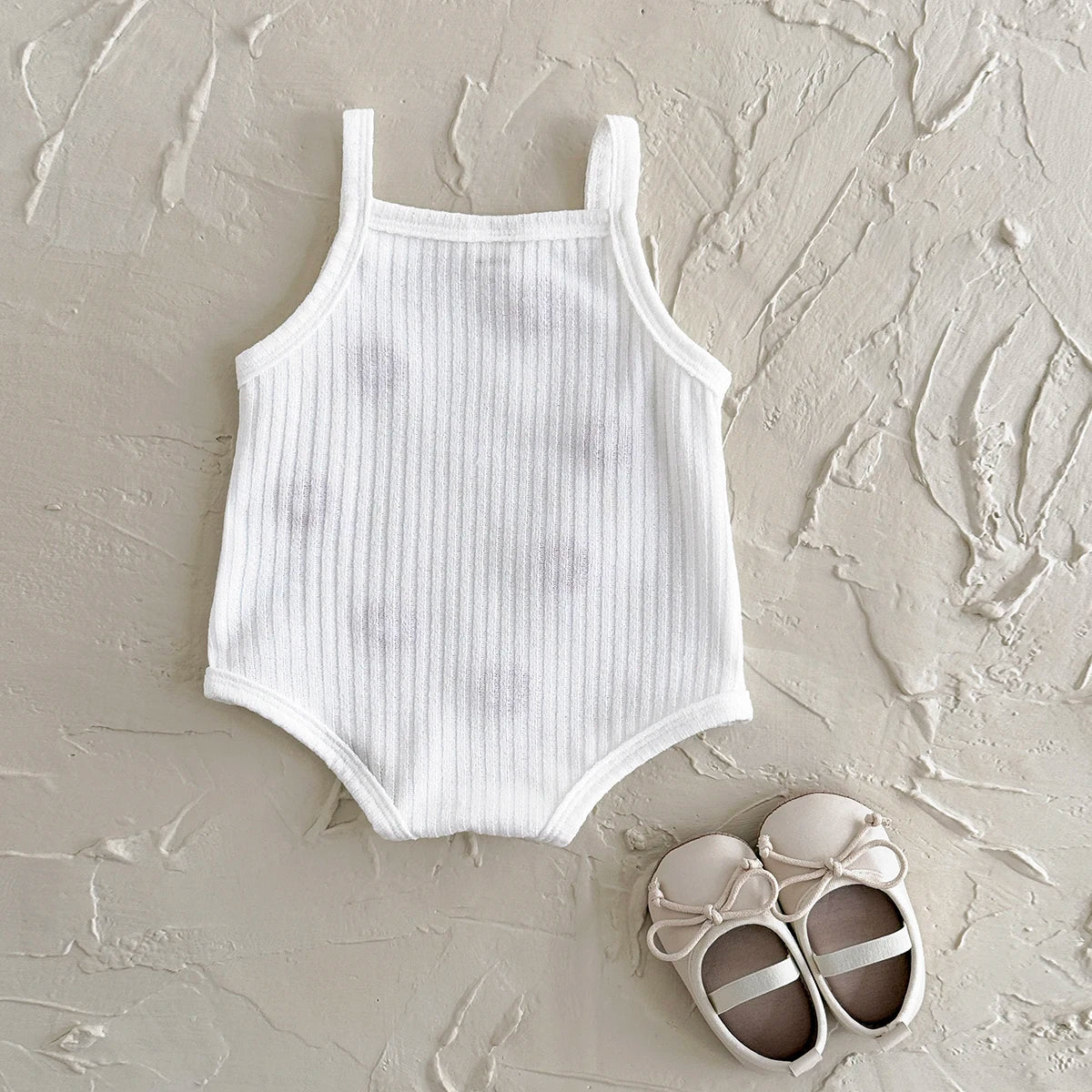 Baby Girl Flower Towel Embroidery Romper - Summer Ribbed Viscose Bodysuit Jumpsuit (1-18M)