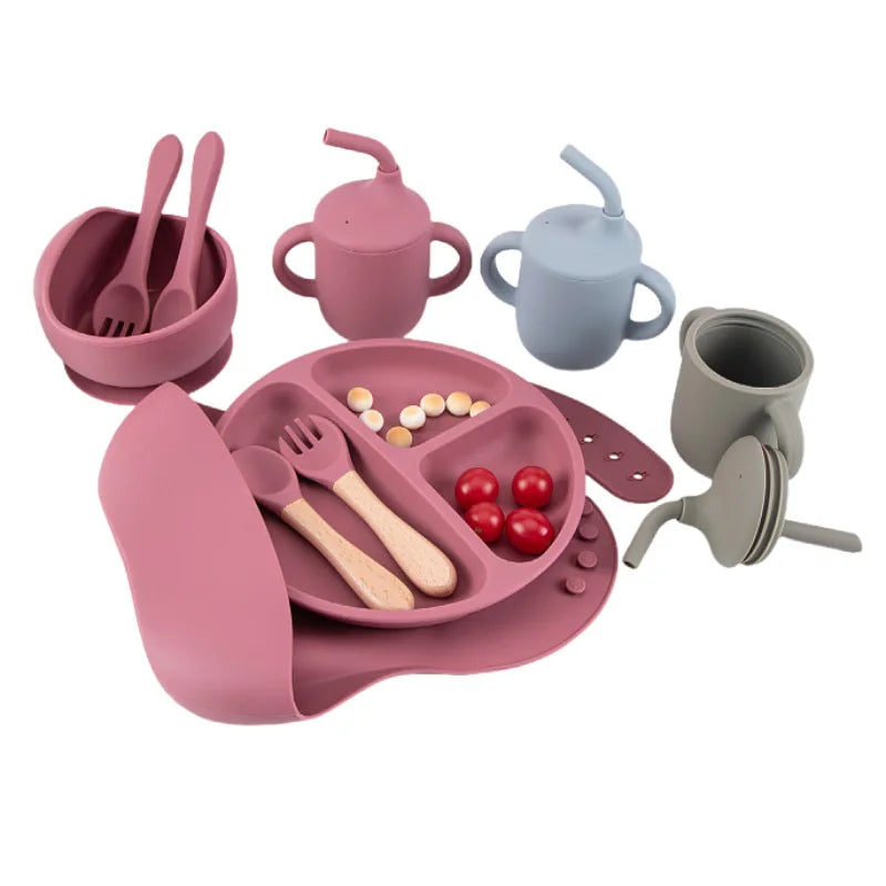 8PCS/ Silicone Baby Feeding Set