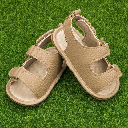 Unisex Baby Summer Vegan Leather Sandals - Anti-Slip Soft Sole Infant First Walkers (0-18M)