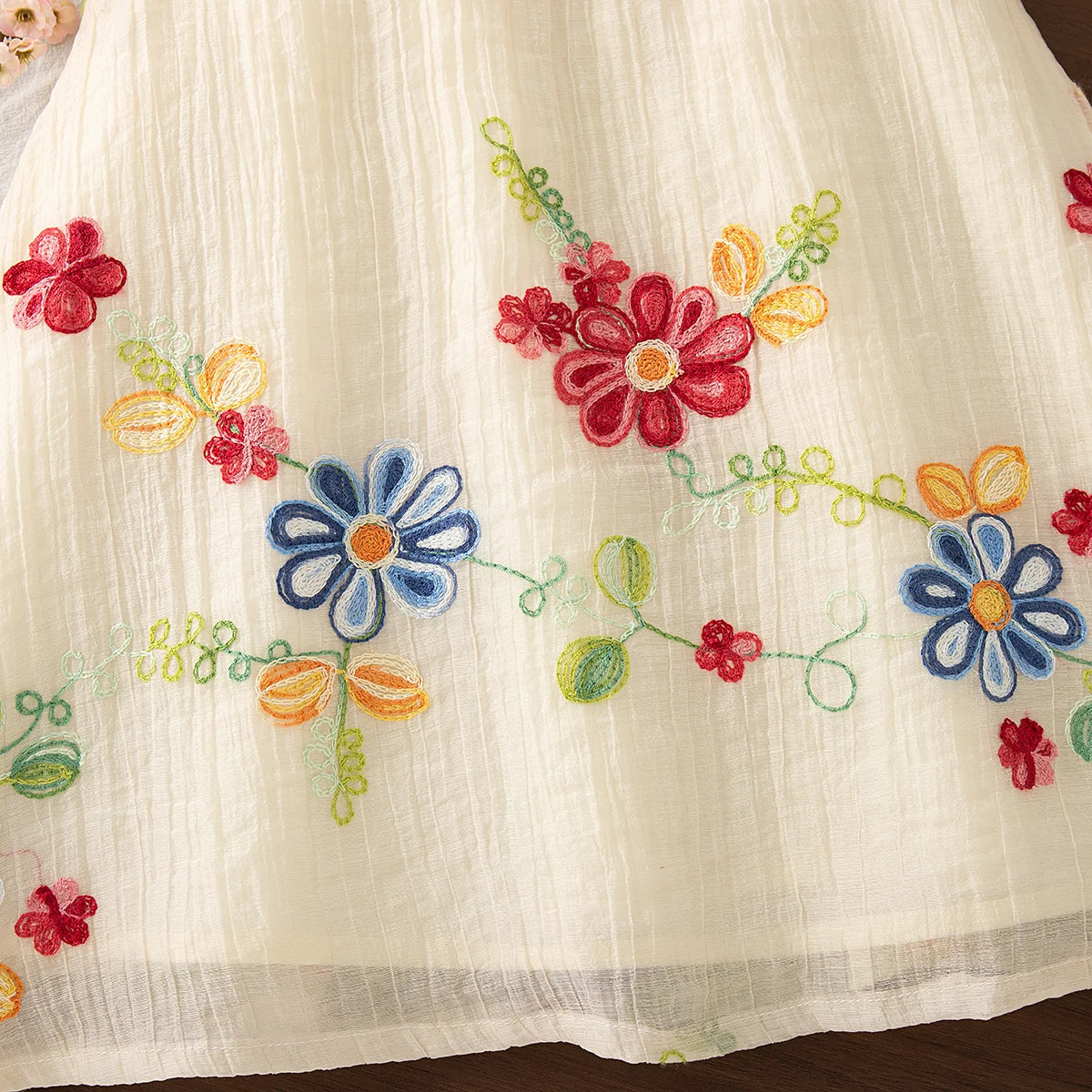 Embroidered Baby Girl Summer Dress - Floral Cotton Sleeveless A-Line Toddler Dress (6M - 4T)