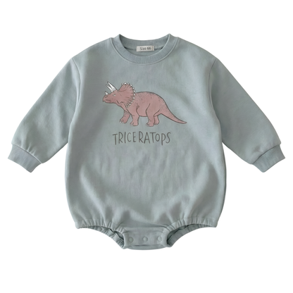 Baby Boys & Girls Dinosaur Sweatshirt Romper - Cotton Unisex Bodysuit (1-18M)