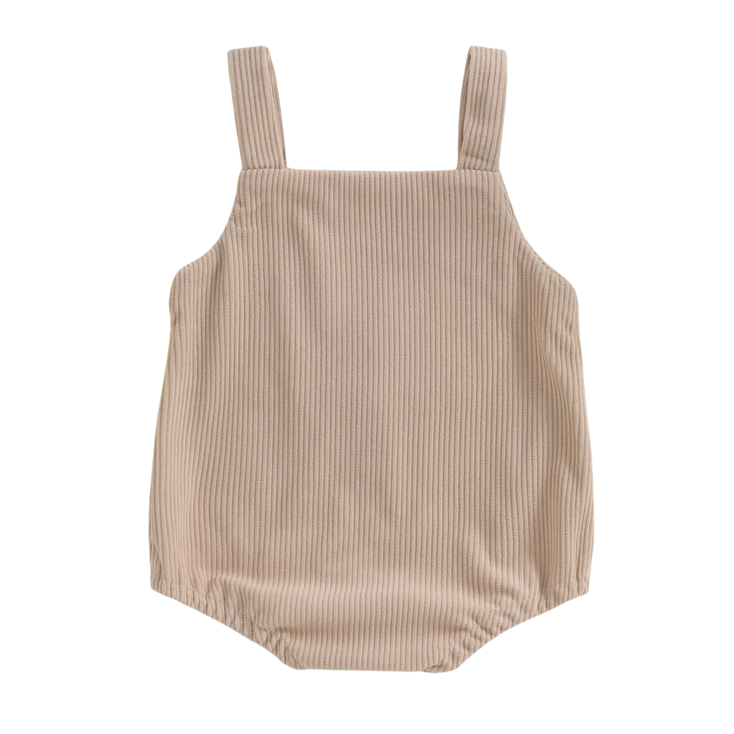 Unisex Baby Rooster Embroidery Corduroy Romper - Sleeveless Beige Overalls Bodysuit (0-12M)