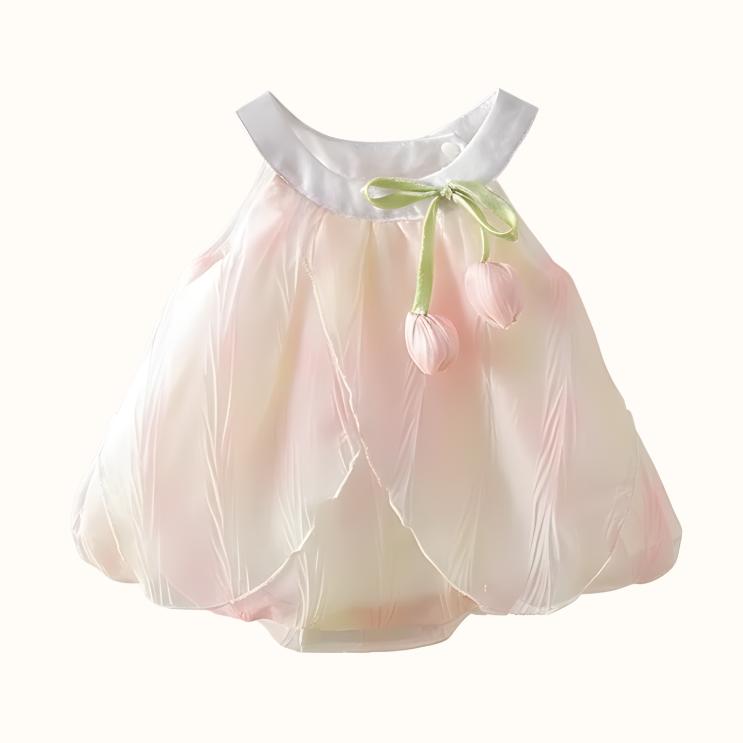 Baby Girls Tulip Petal Romper Dress - Iridescent Summer Halter Bodysuit (3-24M)