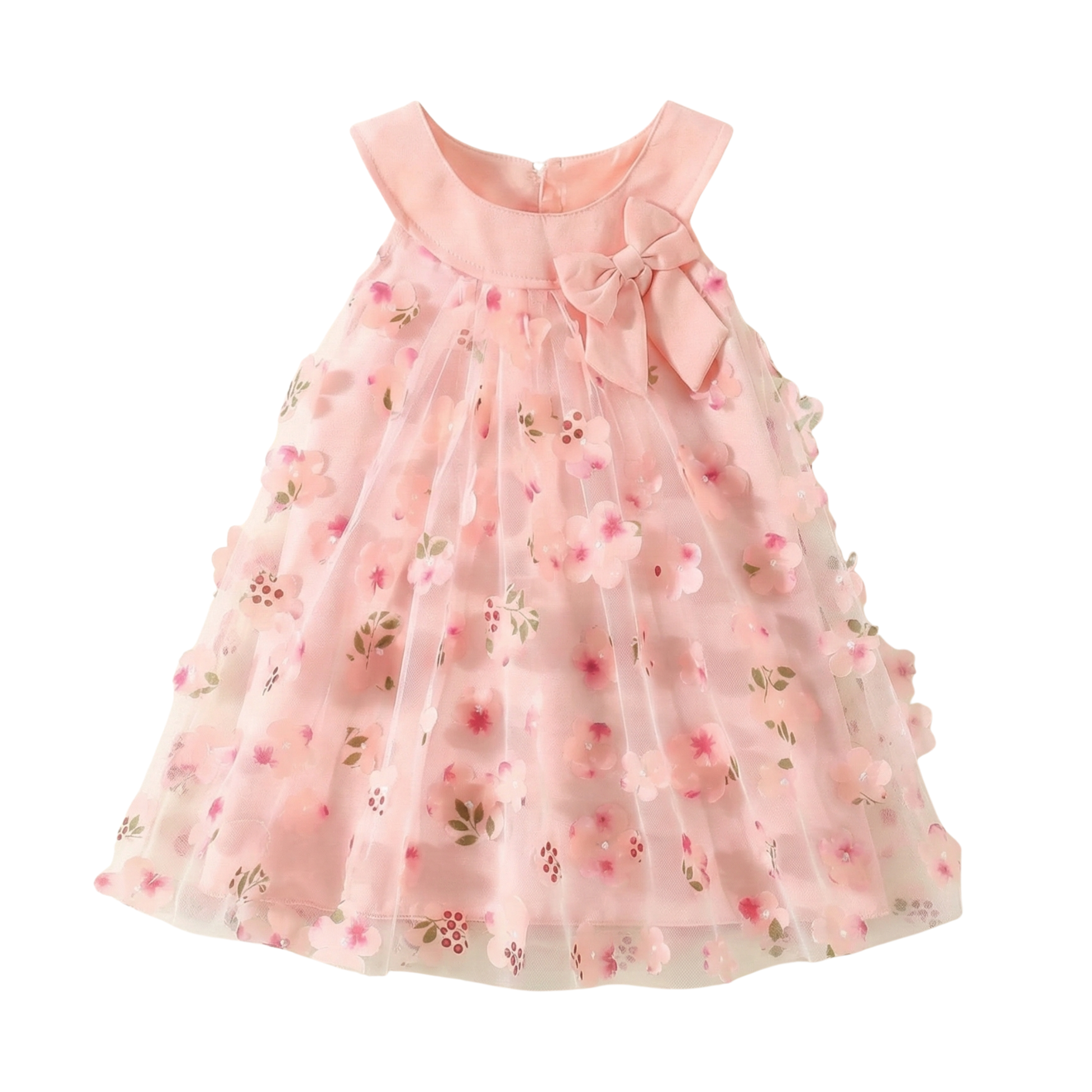 3D floral pink princess dress for baby girl and toddler 3M-3T