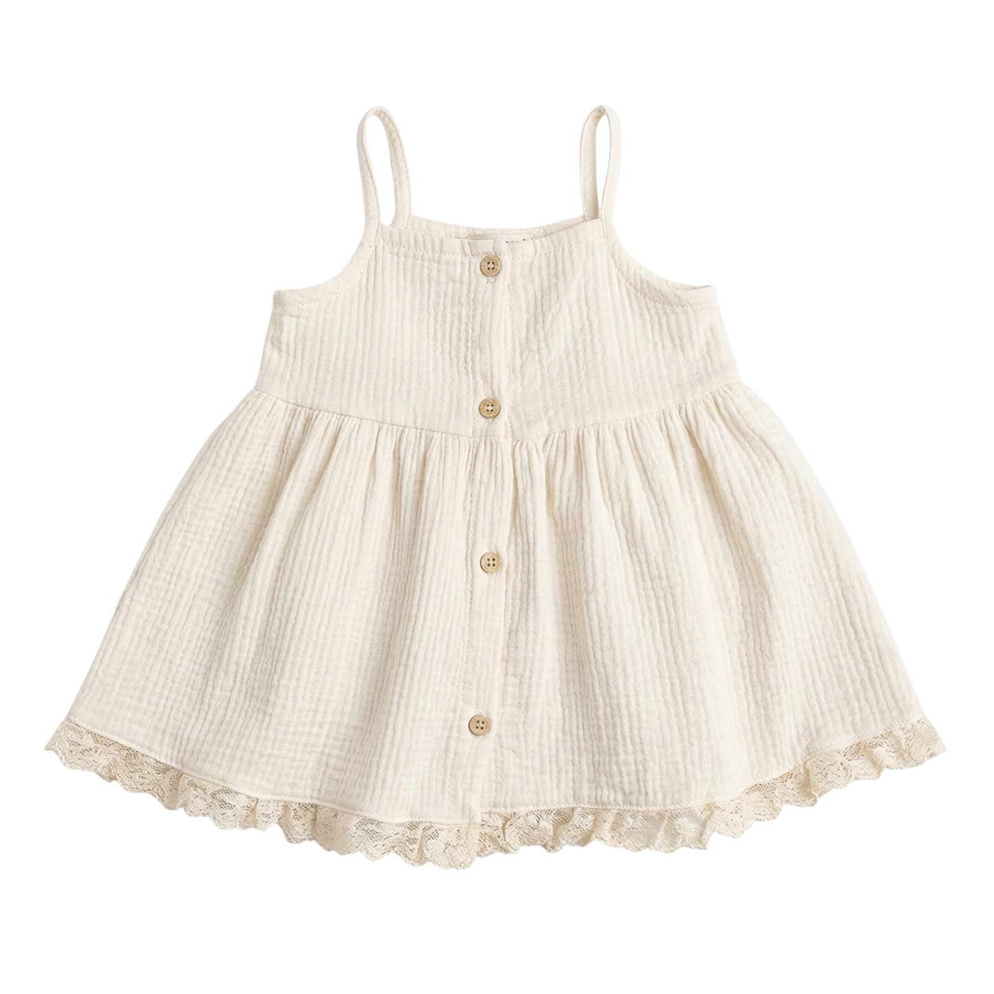 Baby Girls Muslin Cotton Summer Dress - Sleeveless Button-Front Boho Eyelet Sun Dress (3M-24M)