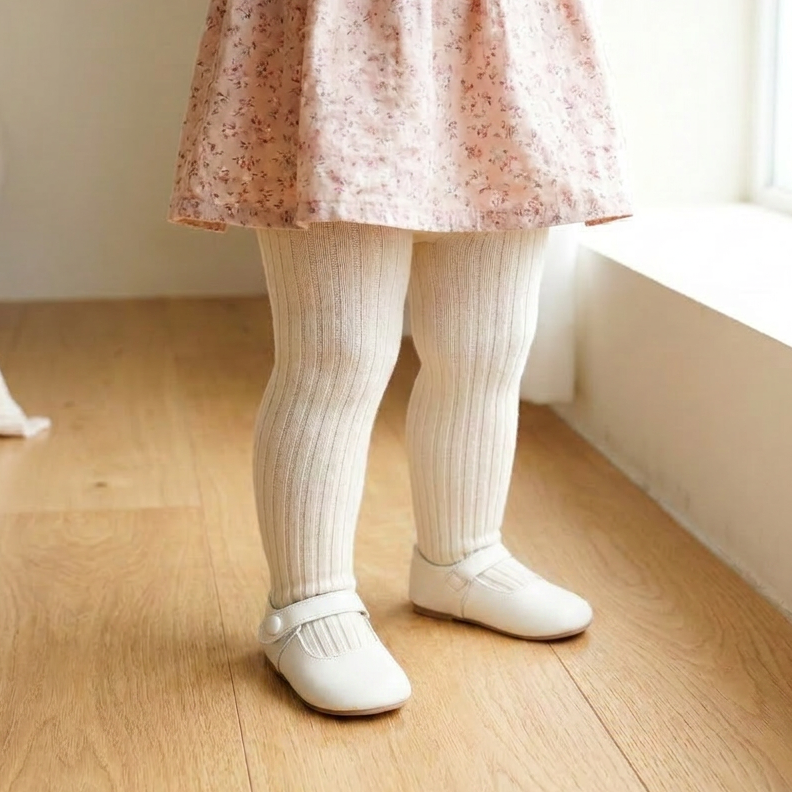 4-Pack Kids & Baby Soft Cotton Striped Tights - All-Season Ribbed Stockings (6M- 12Y)