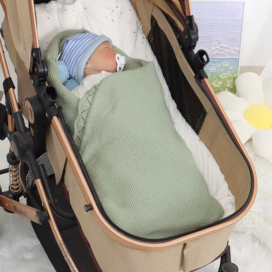 Soft Knit Baby Blanket with Scalloped Edge