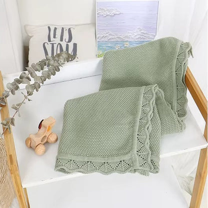 Soft Knit Baby Blanket with Scalloped Edge
