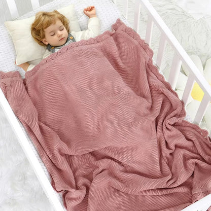 Soft Knit Baby Blanket with Scalloped Edge