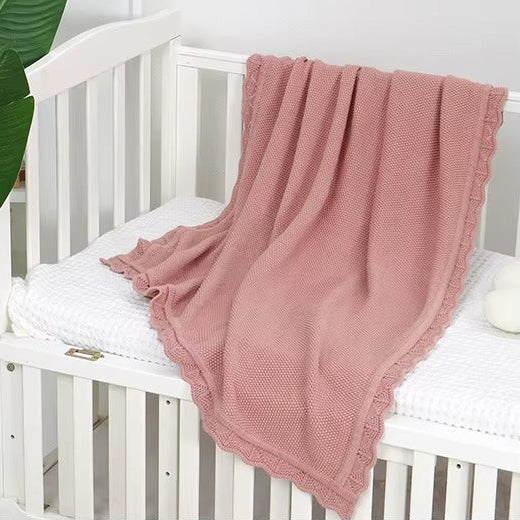 Soft Knit Baby Blanket with Scalloped Edge