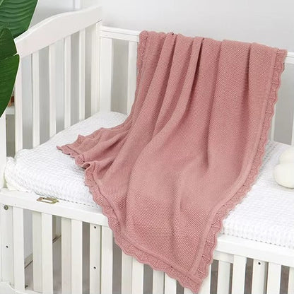 Soft Knit Baby Blanket with Scalloped Edge