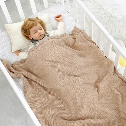 Soft Knit Baby Blanket with Scalloped Edge