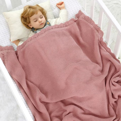 Soft Knit Baby Blanket with Scalloped Edge