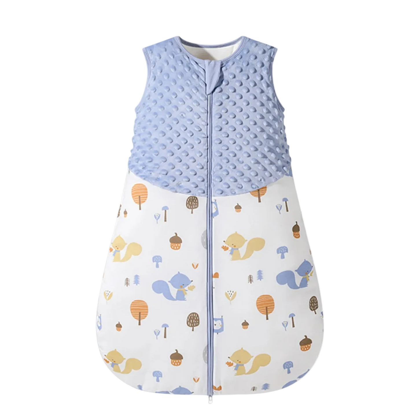 1.5 TOG Warm Baby Sleep Sack with a Woodland Forest print on a white background