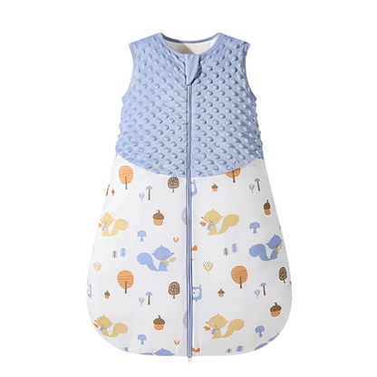 1.5 TOG Warm Baby Sleep Sack with a Woodland Forest print on a white background