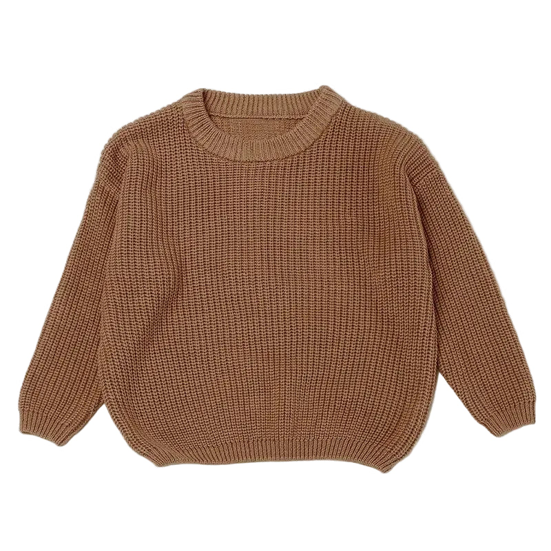 Cocoa brown 100% cotton chunky knit baby sweater pullover