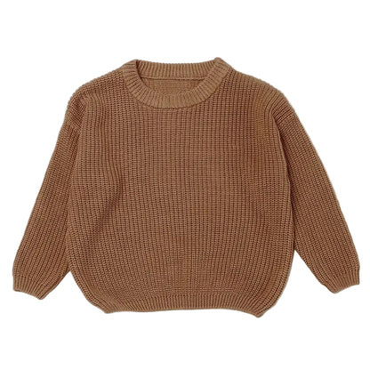 Cocoa brown 100% cotton chunky knit baby sweater pullover