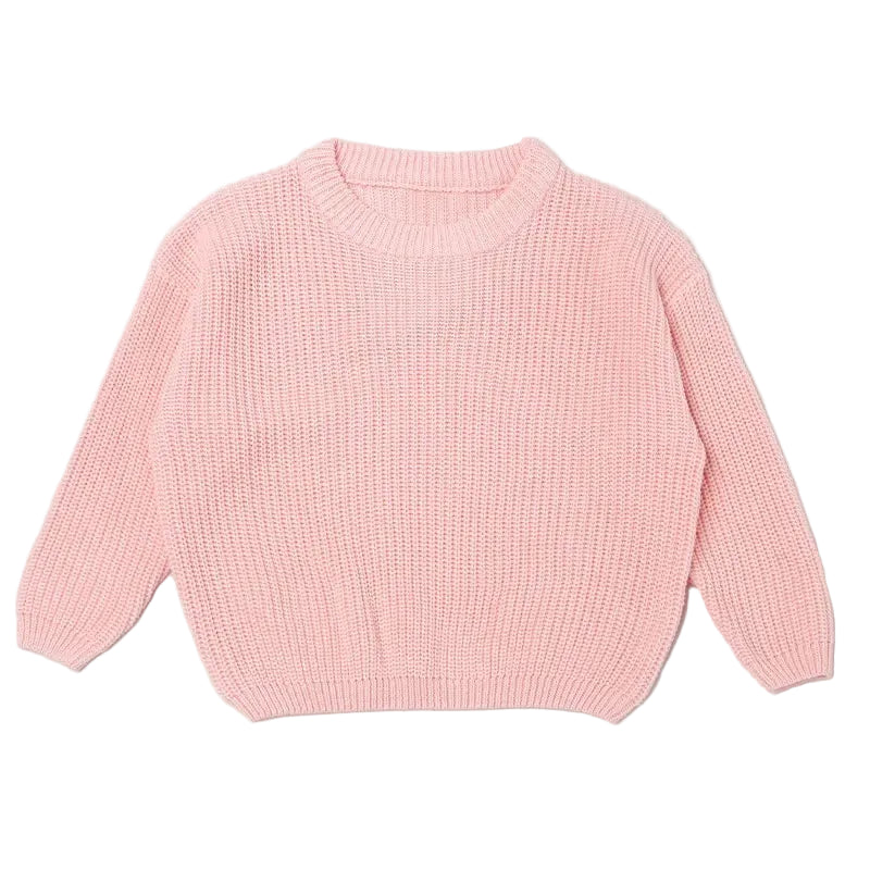Light pink 100% cotton chunky knit baby sweater pullover