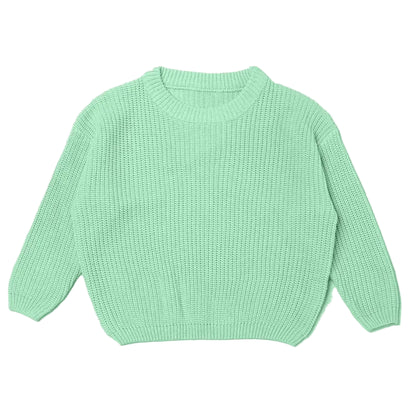 Seafoam green 100% cotton chunky knit baby sweater pullover