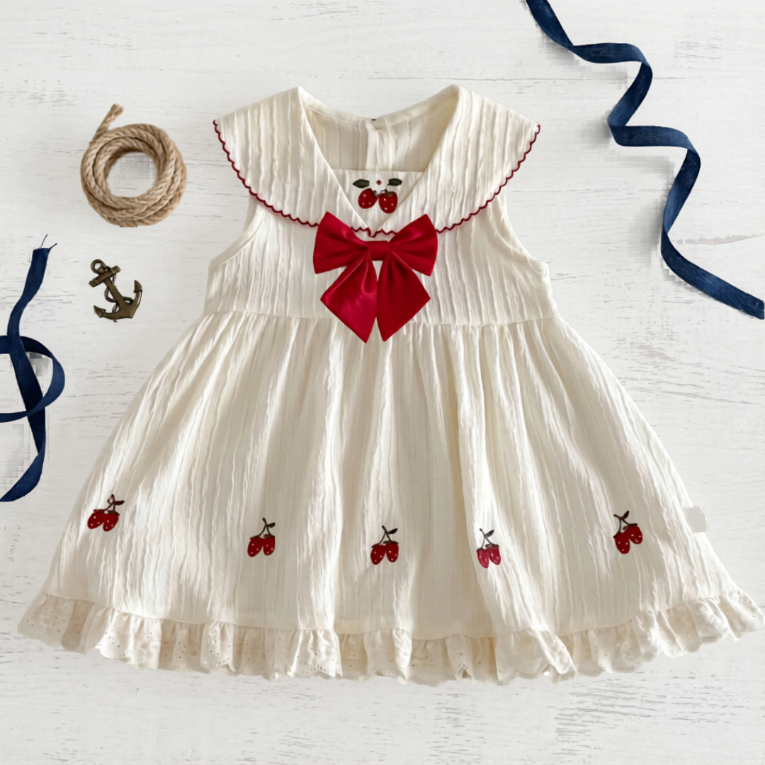 red and white dress for baby Strawberry Baby Dress