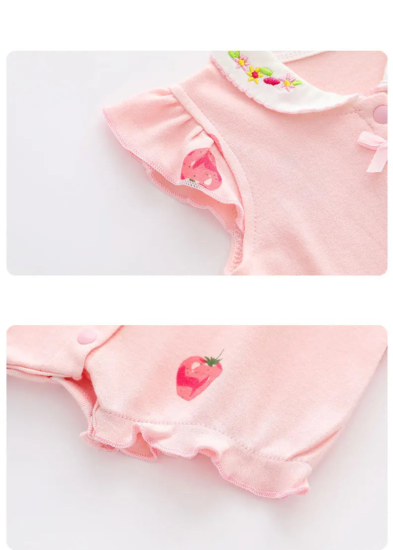 Split-panel product layout highlighting the ruffled sleeve design and the elasticated ruffled bottom leg opening.