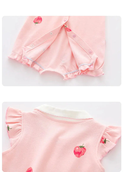 Product panels demonstrating the inner snap button closure at the bottom gusset for easy diaper changes alongside a view of the back collar.